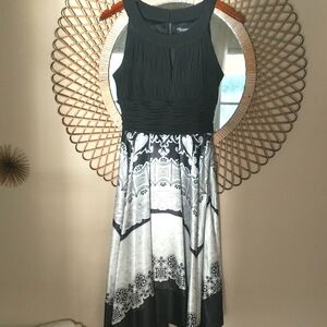 Signature by Sangria Handkerchief Dress Size 8 Black/White